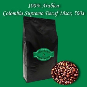 Кава зернова Arabica Colombia Supremo Decaf 18scr (Арабіка Колумбія Супремо Декаф) 500г.  БЕЗКОШТОВНА ДОСТАВКА від 1кг!